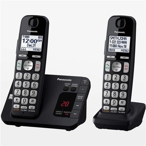 Panasonic Panasonic KX-TGE432B Expandable Cordless Phone Large Keypad - 2 Handsets ITAD; Black KX-TGE432B